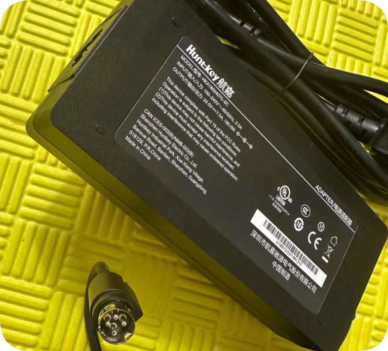 Huntkey HKA18024075-6C 24V 7.5A 180W Power Adapter, 4-Pin Round Plug, Replacement for He